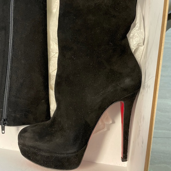 Christian Louboutin Suede Platform Knee Boots - Picture 8 of 9